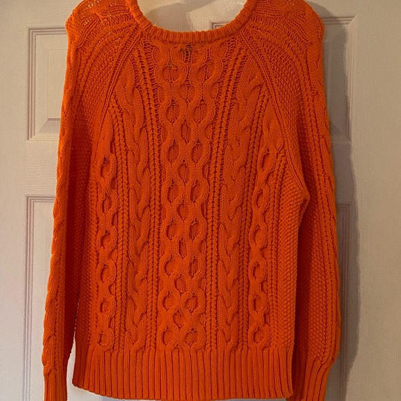 Sold! N/A JCrew Orange Diagonal Cable Knit Sweater - Picture 7 of 11